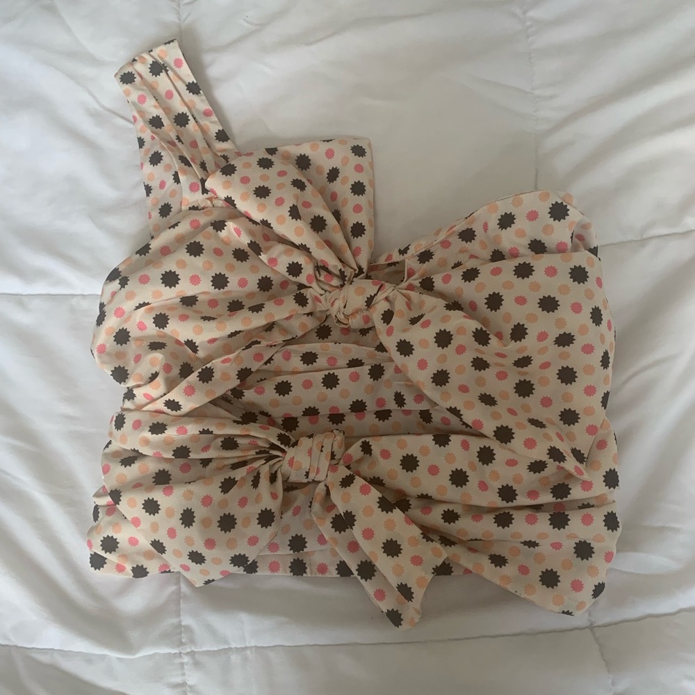 Anthropologie Maeve One Shoulder Pink Bow Top